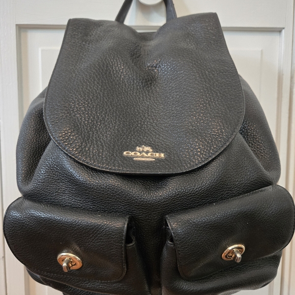 Coach Black Leather Backpack - Picture 2 of 5